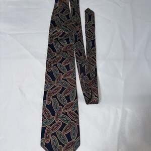 Men's Vintage Jacques Estier Tie 100% Silk Tie Navy Paisley Italian Necktie